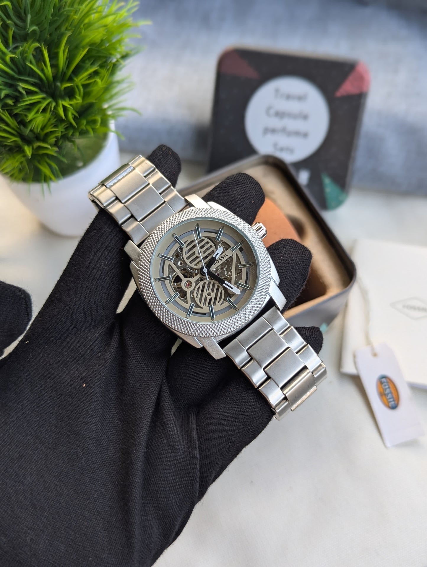 HIGH QUALITY ANALOG AUTOMATIC WATCH WITH CHAIN STRAP