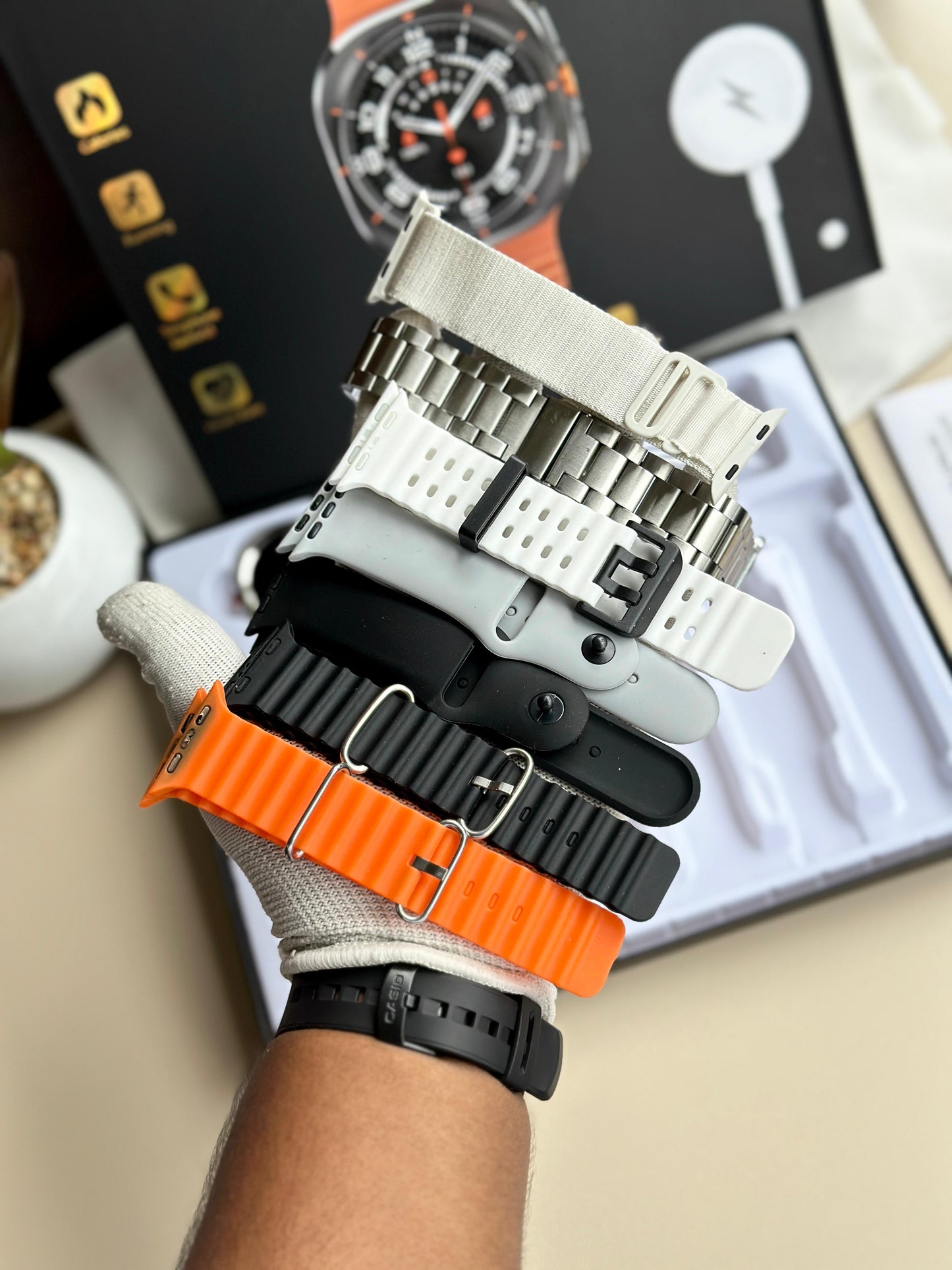 First Time In India, Watch Ultra 7 In 1 Combo Gift Pack With On/Off Logo | 7 High Quality Straps